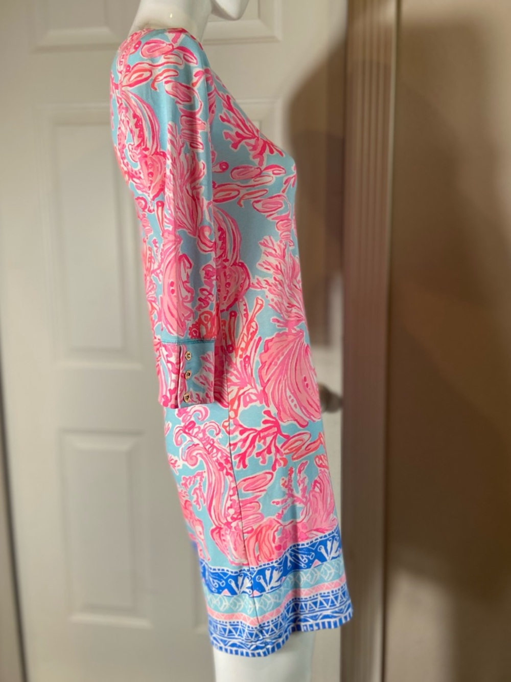 Lily Pulitzer~NWT~Seasalt Blue~UPF 50+~Sophie Dress~3/4 Sleeve~Boat Neck~Size XS - Picture 11 of 16